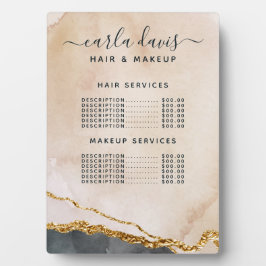 Waterverf Roze Black Gold Salon Price Menu Plaque Fotoplaat