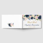 Waterverf Roze Blauw Bloemen Quinceanera Gastenboek (Volledig)