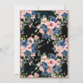 Waterverf Roze Blauw Elegant Floral Afstuderen Kaart (Achterkant)