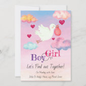 Waterverf Roze & Blauw Gender onthullen Uitnodigin Kaart (Voorkant)