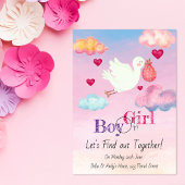 Waterverf Roze & Blauw Gender onthullen Uitnodigin Kaart