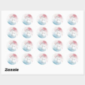 Waterverf Roze Blauw Genderfeest Ronde Sticker (Vel)