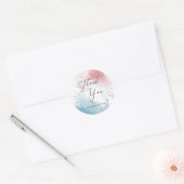 Waterverf Roze Blauw Genderfeest Ronde Sticker (Envelop)