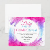 Waterverf Roze Blauw Genderonderzoek Uitnodiging (Voorkant / Achterkant)