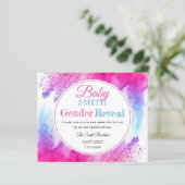 Waterverf Roze Blauw Genderonderzoek Uitnodiging (Staand voorkant)