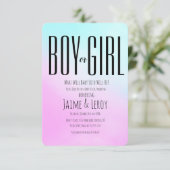 Waterverf Roze Blauw Geslacht Hij of zij Kaart (Staand voorkant)