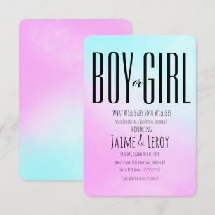 Waterverf Roze Blauw Geslacht Hij of zij Kaart