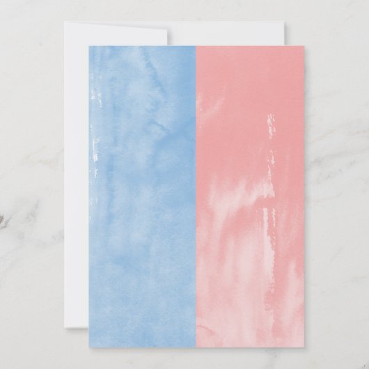 Waterverf Roze + Blauw geslacht onthullen Baby sho Kaart (Achterkant)