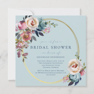 Waterverf roze blauw goudvlies Vrijgezellenfeest i Kaart