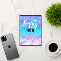 Waterverf Roze Blauw Paarse Verjaardag Gepersonali