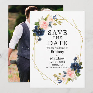 Waterverf Roze Blauw Rozen Foto Geo Lijst Save The Date