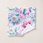 Waterverf roze, blauwe bloemen. bad handdoek (Wasdoekje)
