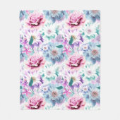 Waterverf roze, blauwe bloemen. fleece deken (Voorkant)