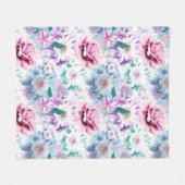 Waterverf roze, blauwe bloemen. fleece deken (Voorkant (Horizontaal))
