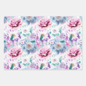 Waterverf roze, blauwe bloemen. inpakpapier vel (Voorkant 2)