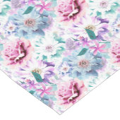 Waterverf roze, blauwe bloemen. korte tafelloper (Hoek)