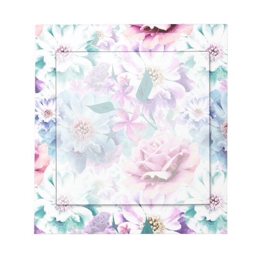 Waterverf roze, blauwe bloemen. notitieblok (Voorkant)