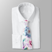 Waterverf roze, blauwe bloemen. stropdas (Gebonden)