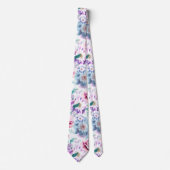 Waterverf roze, blauwe bloemen. stropdas (Voorkant)