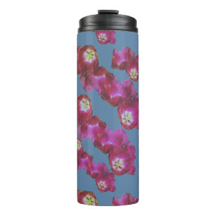 Waterverf Roze & Blauwe Bloemige Thermische Tumble Thermosbeker