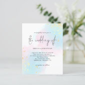 Waterverf roze blauwe bruiloft uitnodiging (Staand voorkant)