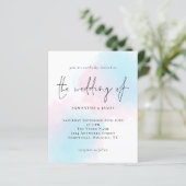 Waterverf roze blauwe bruiloft uitnodiging