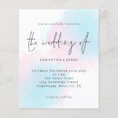 Waterverf roze blauwe bruiloft uitnodiging