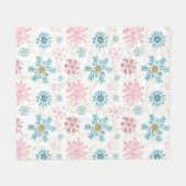 Waterverf Roze, blauwe en gouden wintersneeuwvlokk Fleece Deken (Voorkant (Horizontaal))