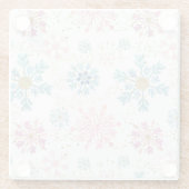 Waterverf Roze, blauwe en gouden wintersneeuwvlokk Glazen Onderzetter (Achterkant)