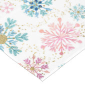 Waterverf Roze, blauwe en gouden wintersneeuwvlokk Korte Tafelloper (Hoek)