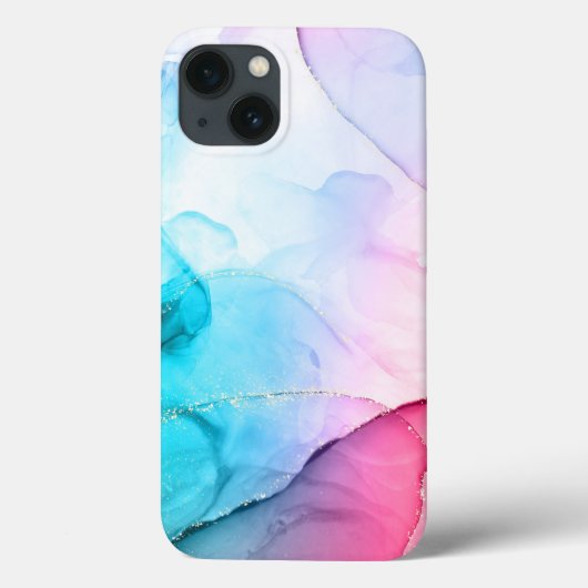 Waterverf roze blauwe iPhone / iPad hoes (Achterkant)