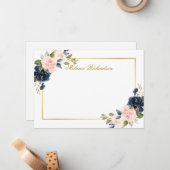 Waterverf roze blauwe mosterd - Kies Grootte - Notitiekaartje (Voorkant / Achterkant in situ)