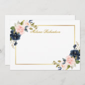 Waterverf roze blauwe mosterd - Kies Grootte - Notitiekaartje (Voorkant / Achterkant)