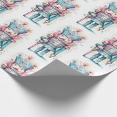 Waterverf Roze Blauwe Notenkraker Cadeaupapier (Hoek)