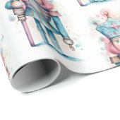 Waterverf Roze Blauwe Notenkraker Cadeaupapier (Rol Hoek)