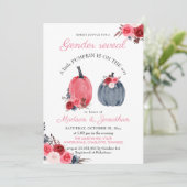 Waterverf Roze Blauwe Pompoenen Rozen Kaart (Staand voorkant)