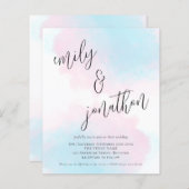 Waterverf roze blauwe QR-code bruiloft uitnodigen (Voorkant / Achterkant)