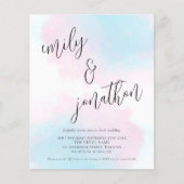 Waterverf roze blauwe QR-code bruiloft uitnodigen (Voorkant)