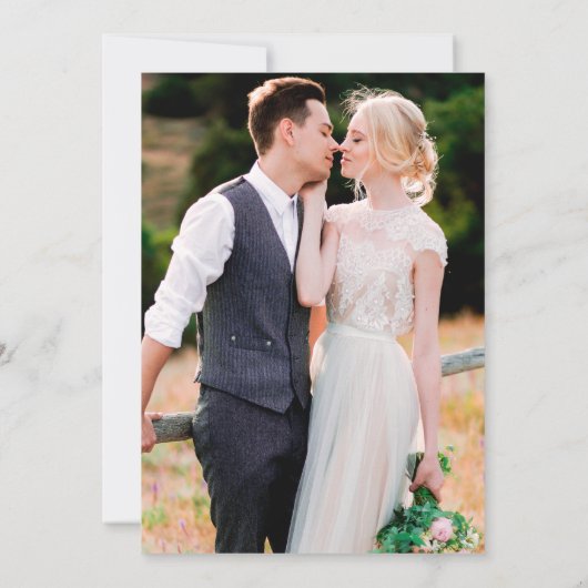 Waterverf Roze Blauwe Rozen Foto Goud Lijst Save The Date (Achterkant)