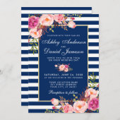 Waterverf Roze Blauwe Strepen Trouw WS Kaart (Voorkant / Achterkant)