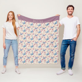 Waterverf roze blauwe Vlinder patroon naam Fleece Deken