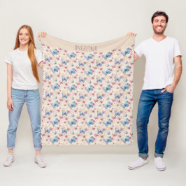 Waterverf roze blauwe Vlinder patroon naam Fleece Deken