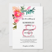 Waterverf roze blauwgroen ampersand florale bruilo kaart (Voorkant)