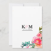 Waterverf roze blauwgroen ampersand florale bruilo kaart (Achterkant)