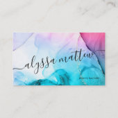Waterverf Roze Blauwgroen Glitter Elegant Moderne Visitekaartje (Voorkant)