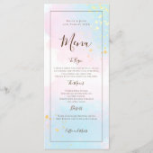 Waterverf Roze Blauwgroen Goud Confetti Bruiloft Menu (Voorkant)