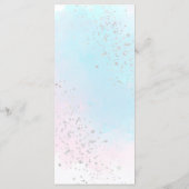 Waterverf Roze Blauwgroen Zilver Confetti Bruiloft Menu (Achterkant)