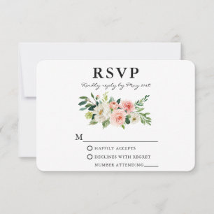 Waterverf Roze bleekbloesmeel legant RSVP Kaartje