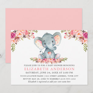 Waterverf Roze bleekmiddel Baby shower Kaart