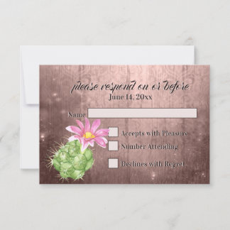 Waterverf Roze bloedingscactus Wedding RSVP Kaartje